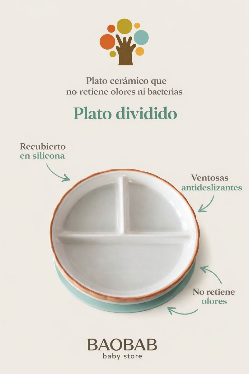 Plato cerámico dividido